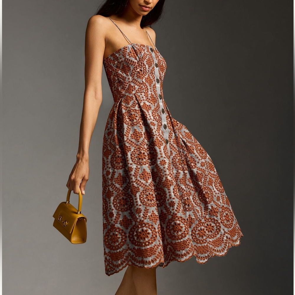 NWT Anthropologie-Maeve Square-Neck Pleated Buttondown Dress - Picture 4 of 14